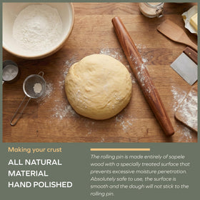 Muso Wood Sapele rolling pin ideal for pies and pastries.