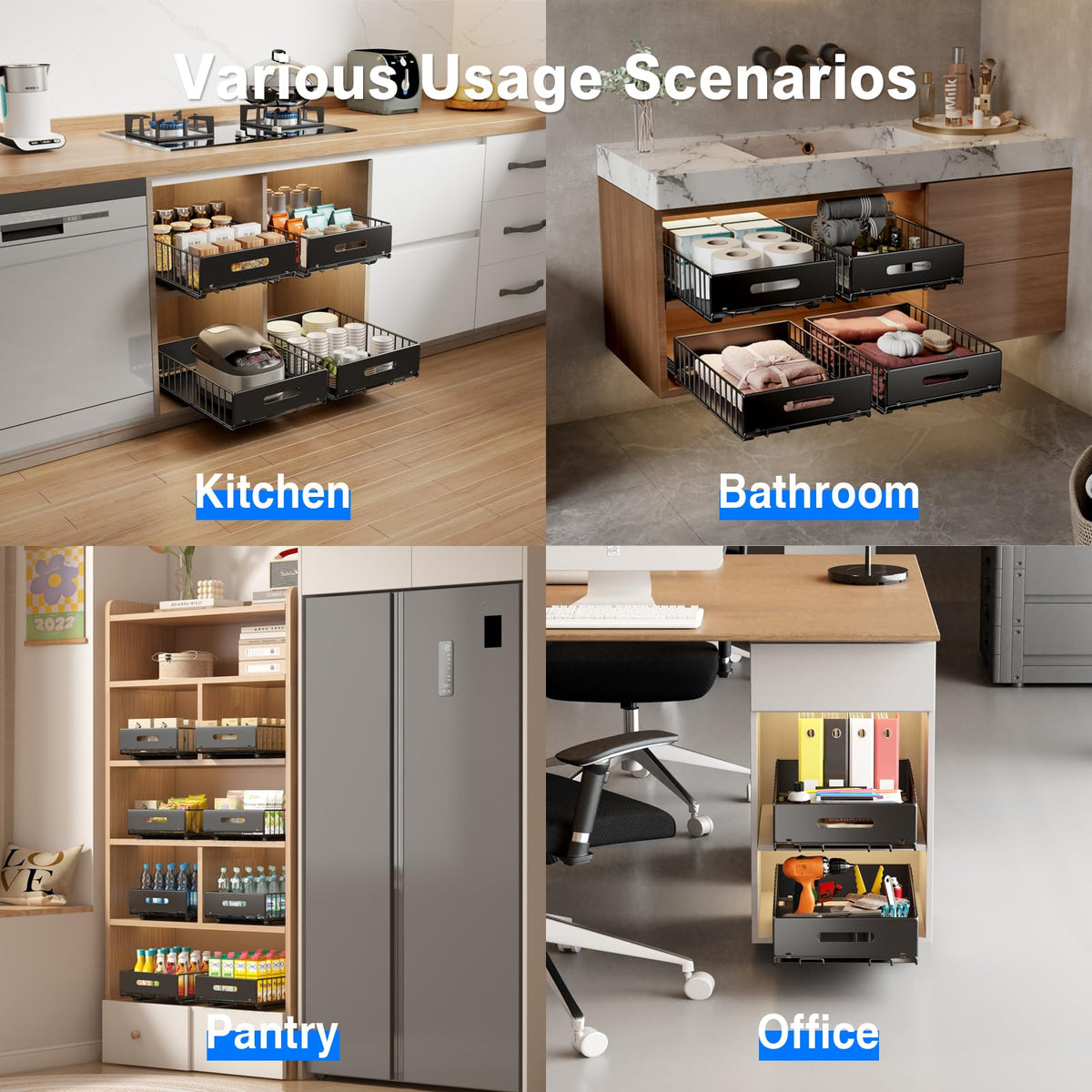 Mustorn bathroom cabinet organizer in use, keeping essentials reachable.