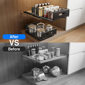 Mustorn pull-out drawer drilling installation with screws and mounts included.