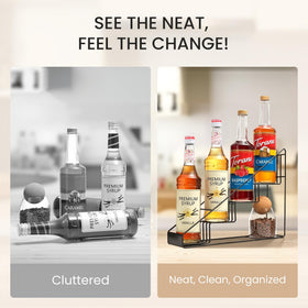 Mustry syrup rack black finish complements any kitchen decor and keeps syrups nearby