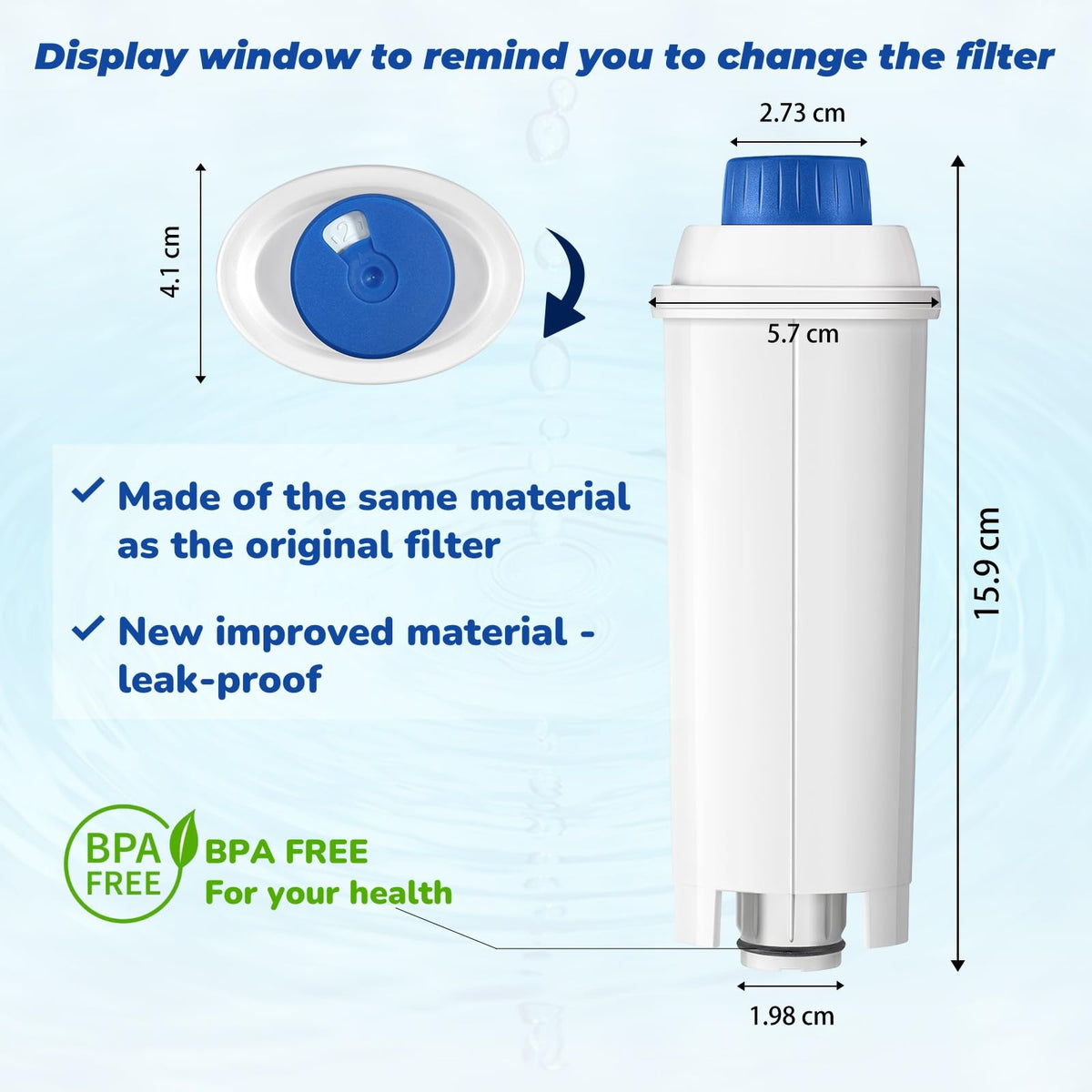 Mutital Delonghi filter sustainable packaging, eco-friendly six-pack for long-term use.