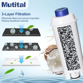 Mutital DeLonghi SER3017 filter enhances water purity for consistent coffee.