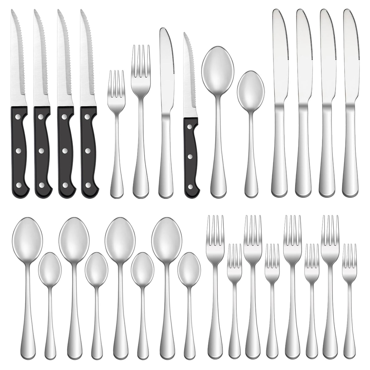 MUTNITT 24-piece silverware set for four with a mirror finish for elegant everyday dining.