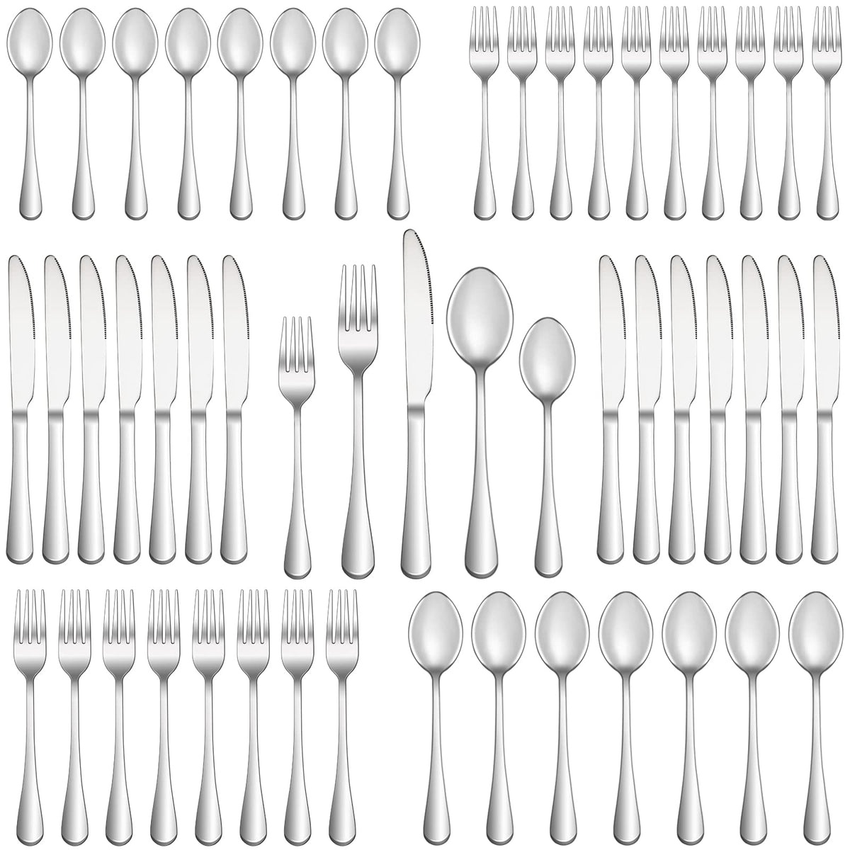 MUTNITT 50-piece flatware set for 10 with mirror-polished finish for elegant daily dining