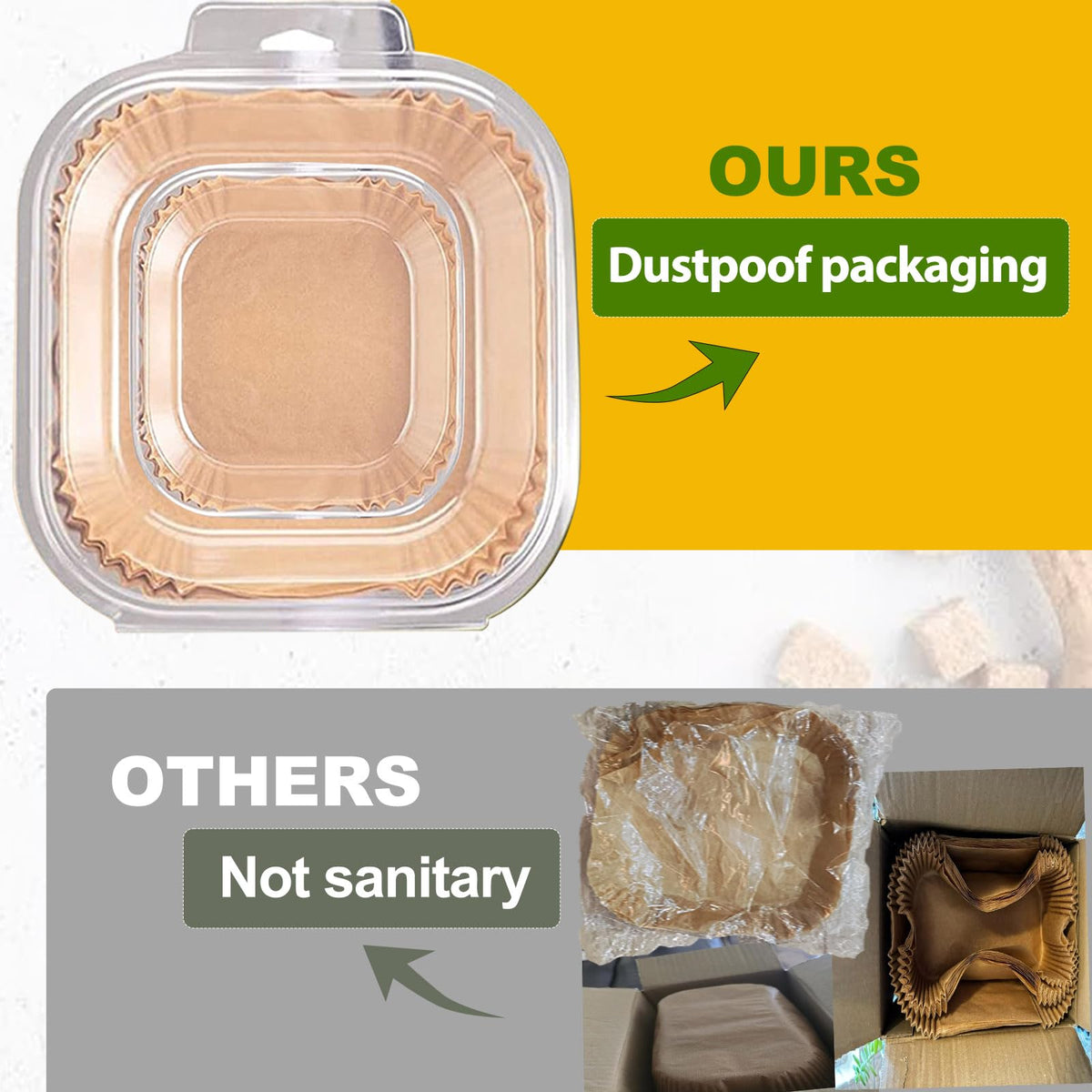 Mutvle disposable paper liners provide non-stick surfaces for quick cleanup.