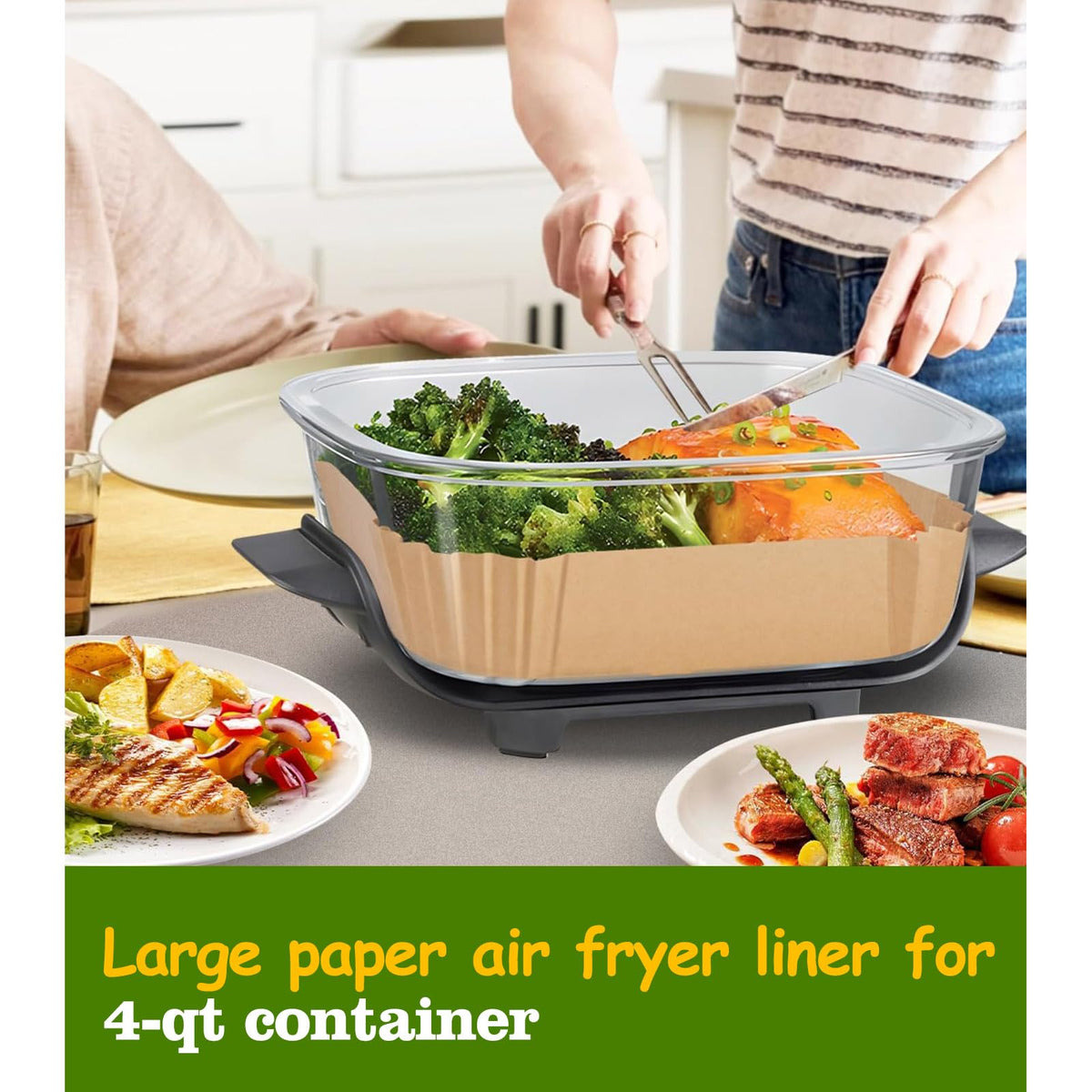 Mutvle square-bowl design fits Ninja Crispi easily for prep.