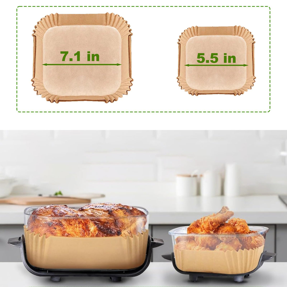 Mutvle oil-proof liners prevent leaks and mess inside the air fryer.