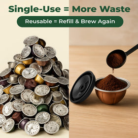 Mycoffeestar brewing with reusable lid for fast, tidy daily coffee.