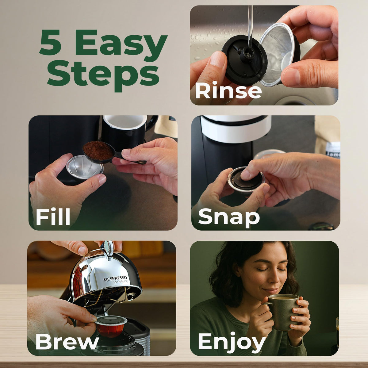 Mycoffeestar capsule lid ready to refill on Vertuo machine.