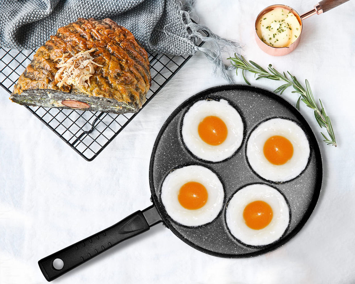 MyLifeUNIT egg pan includes a spatula for precise frying