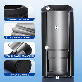MYTHQUATE 3-in-1 Slim Can Cooler cup-holder friendly and portable