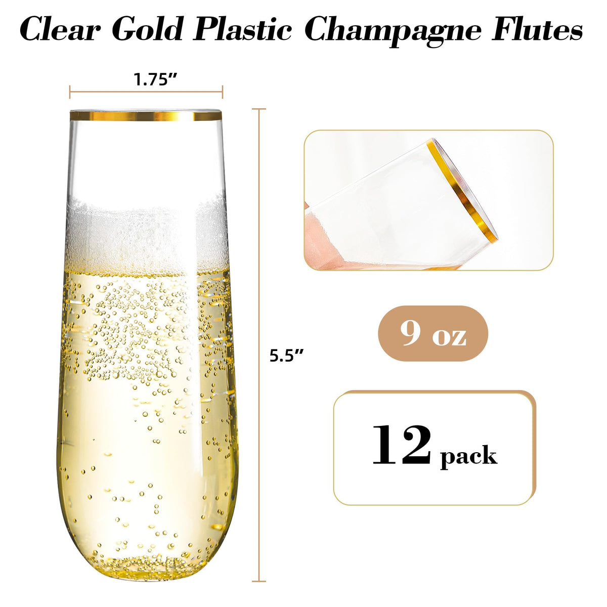 N9R stemless clear champagne glasses support stable toasts