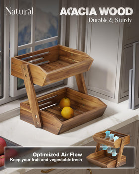 Nagawood acacia wood fruit bowl showcasing premium grain and airflow