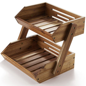 Nagawood two-tier fruit basket stand for organized counter display