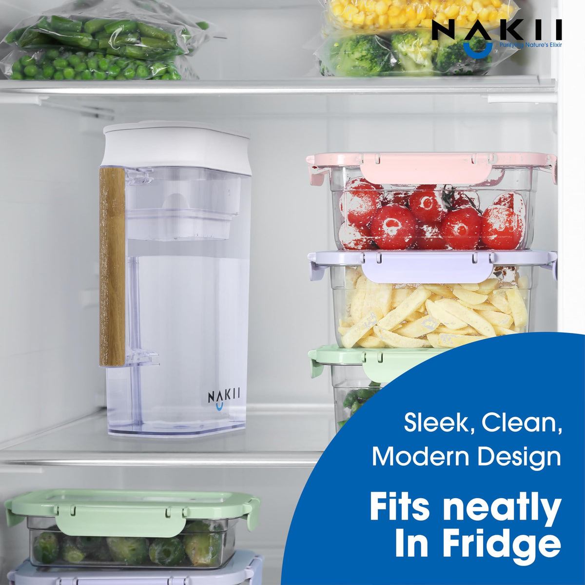 Fits neatly in a refrigerator door for easy access.