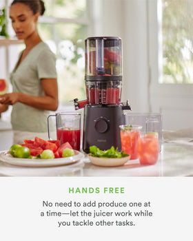 Nama J2 Juicer quick-release parts simplify cleaning and assembly.