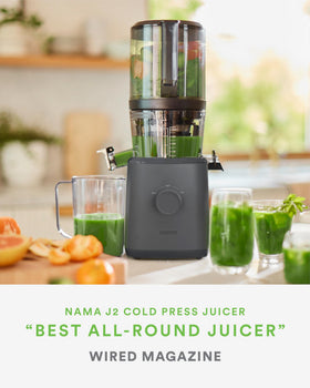 Nama J2 wide mouth hopper lets you load whole ingredients at once.
