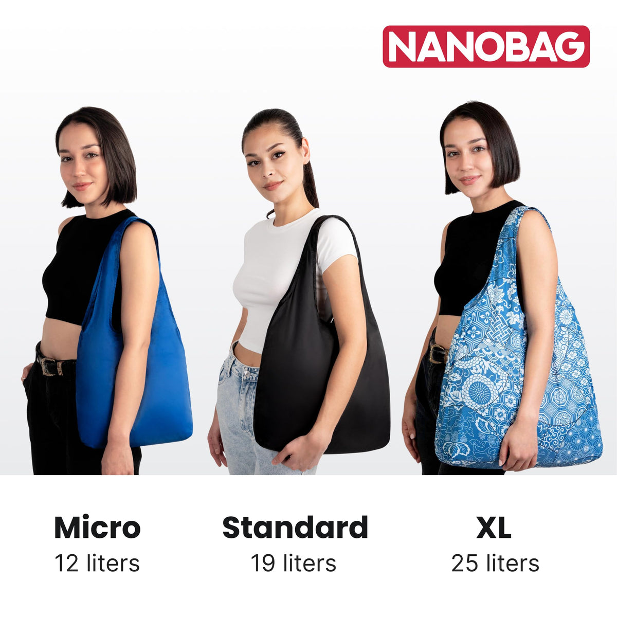 Nanobag fits daily essentials for work, errands, or travel.