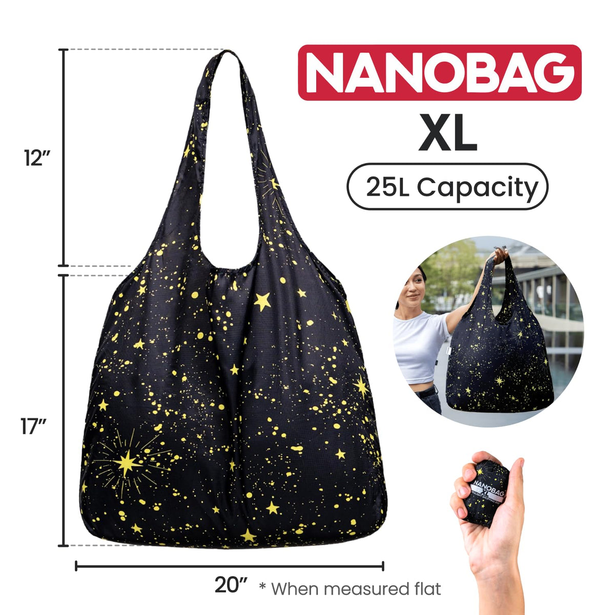 Nanobag ultralight tote reinforced stitching supports daily use