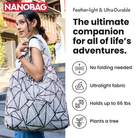 Nanobag ultralight tote with triple-layer handles for comfort