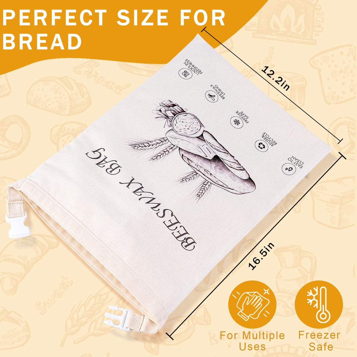 NANYI beeswax bread bags amber wheat hand wash for easy cleaning