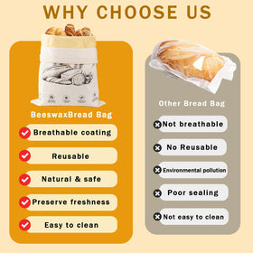 NANYI bread bag with ivory loaf and secure closure for convenient storage