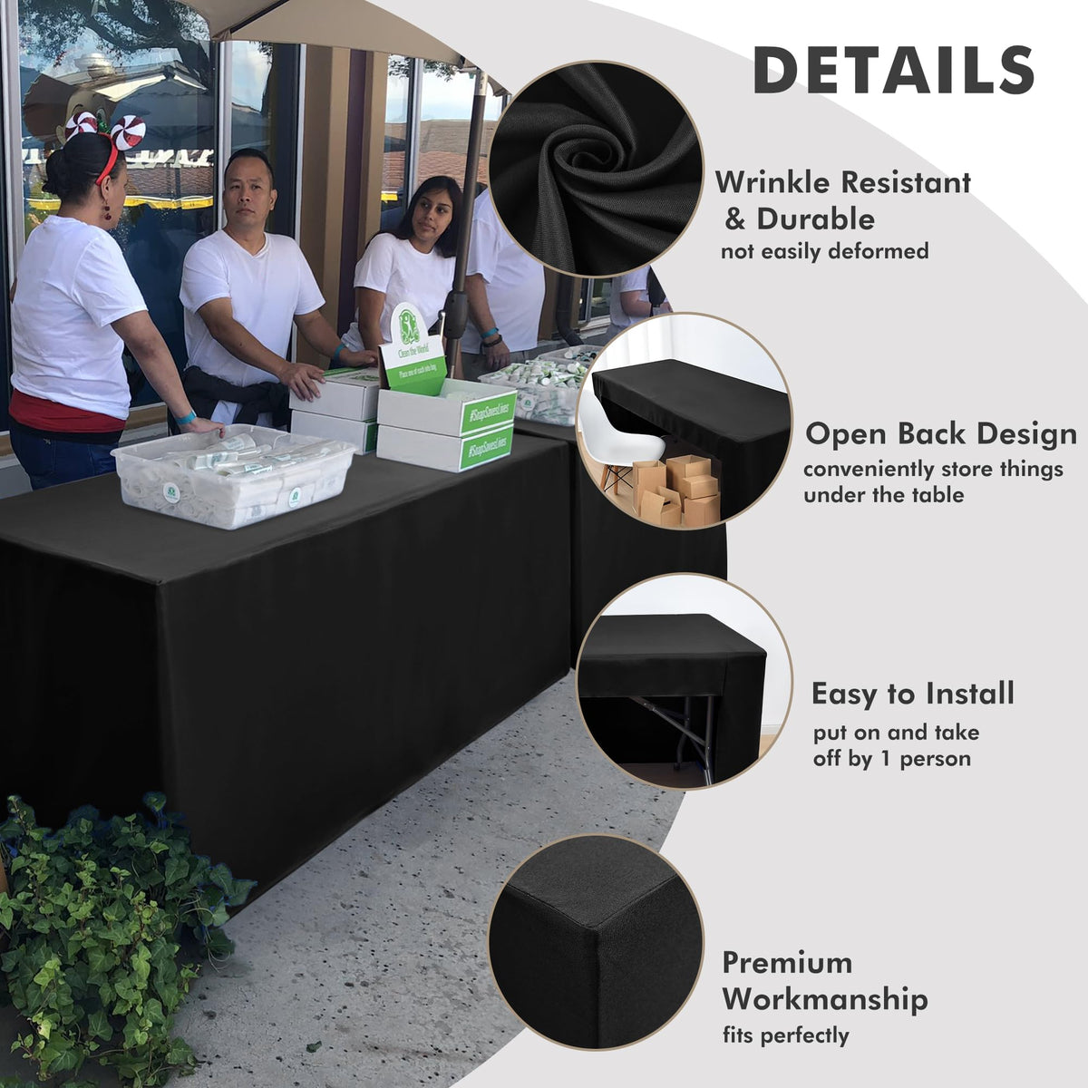 Nasitos tablecloth on an 8ft table during a trade show.