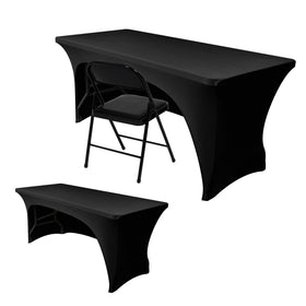 Nasitos 2-pack spandex tablecloth for 4 ft open-back display with front and side coverage.