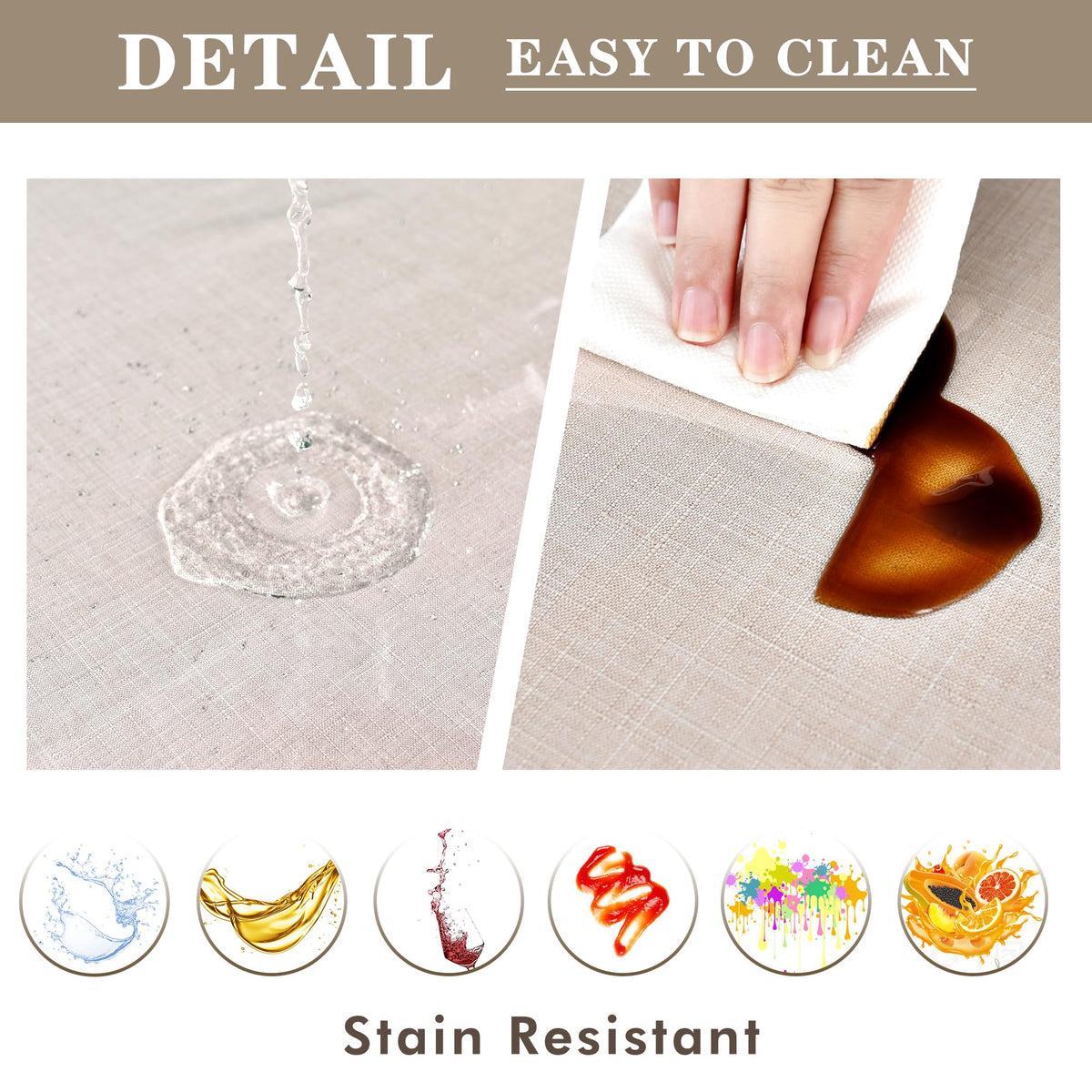 Nasitos oil-proof PVC tablecloth—easy wipe-clean for busy family meals.