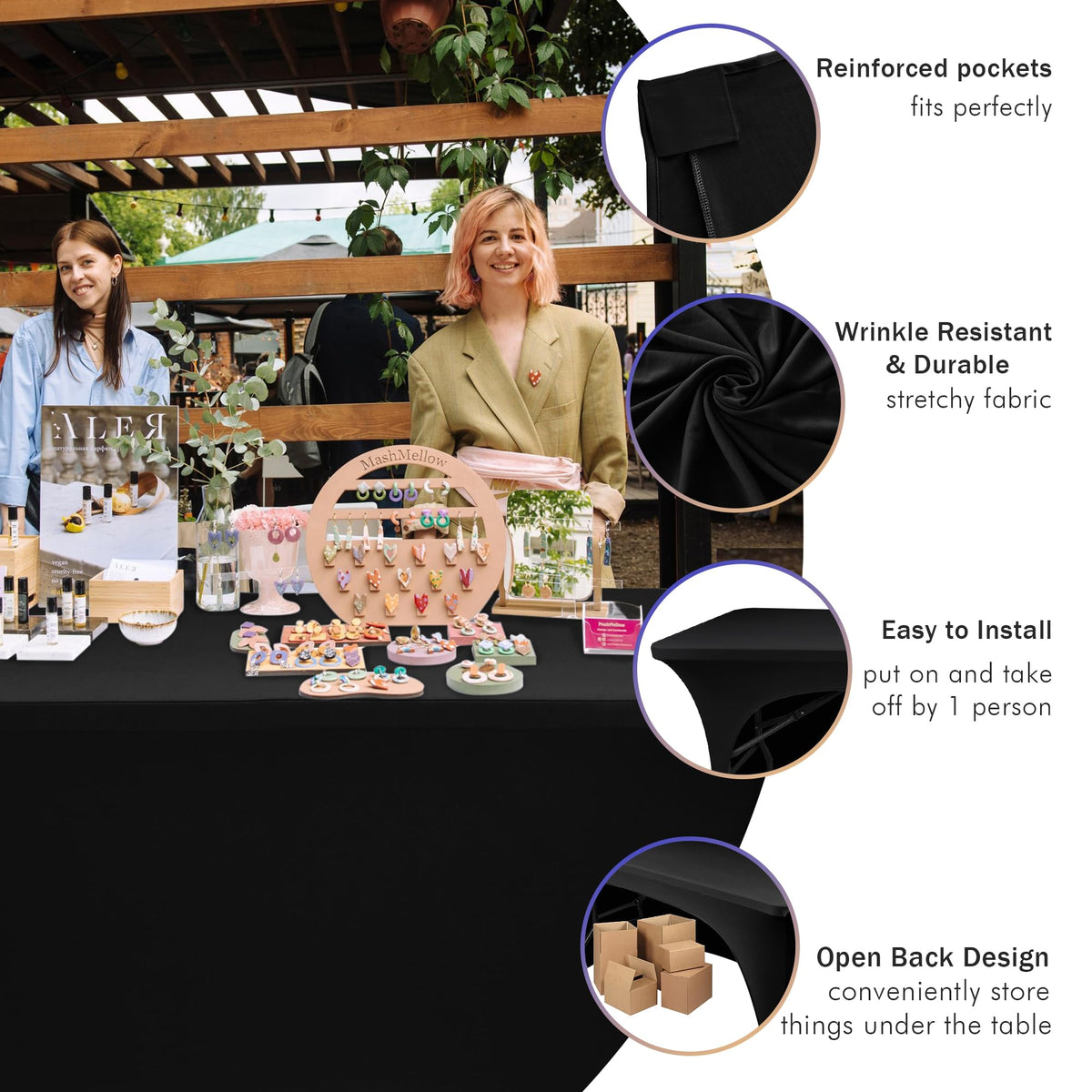 Nasitos one-person setup enables quick on-and-off at events.