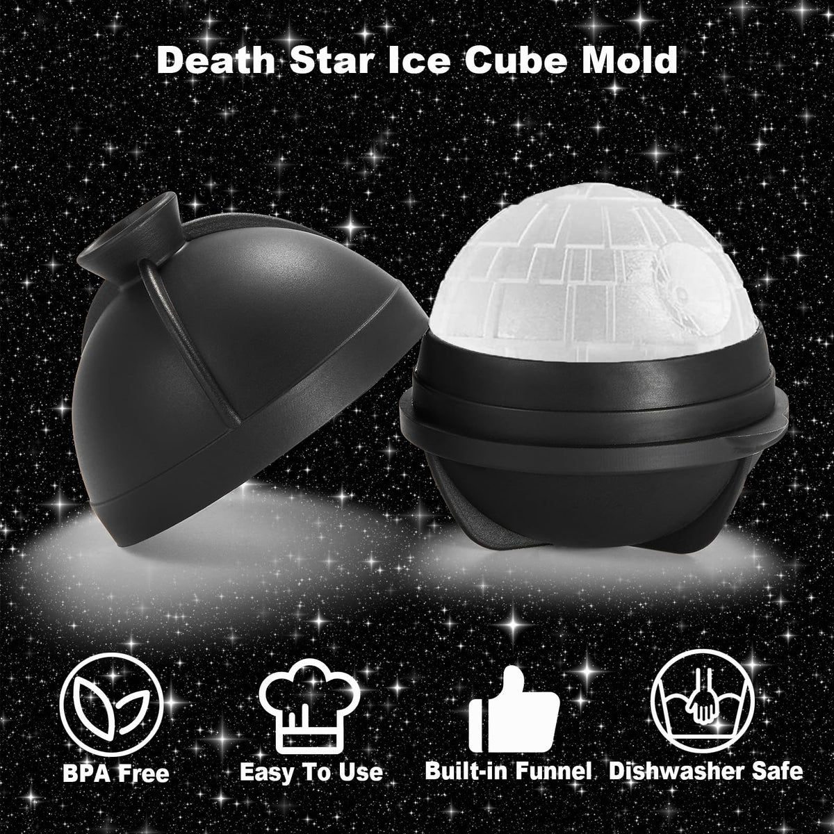 Nax Caki large two-point-five-inch ice ball mold ideal for whiskey.