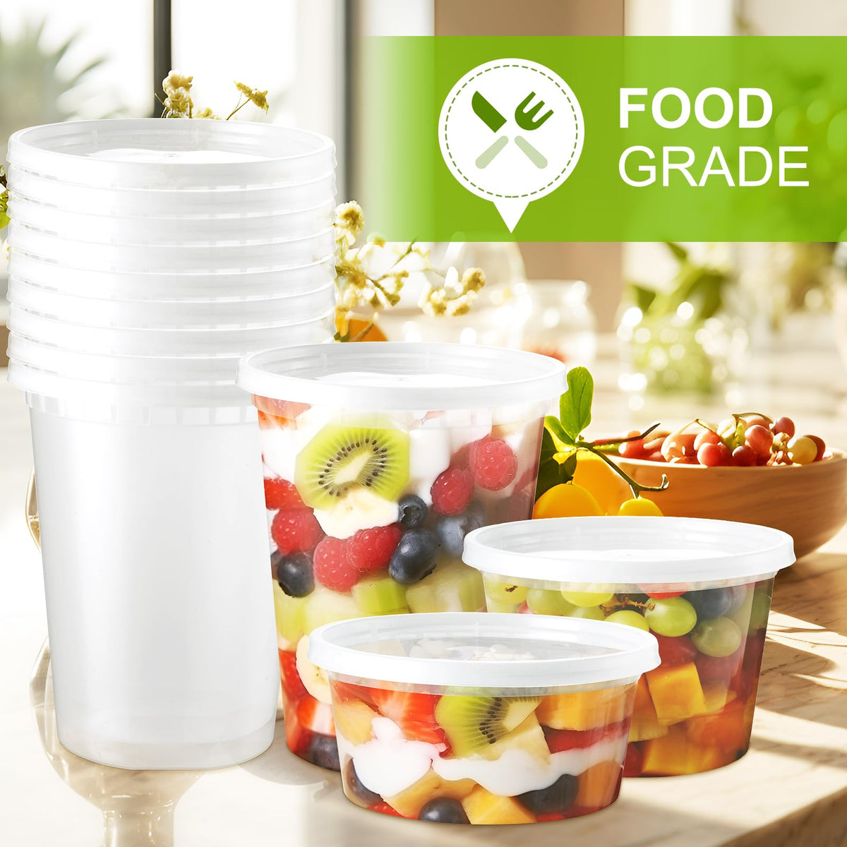 NEEBAKE stackable 32oz takeout containers save cabinet space during meal prep