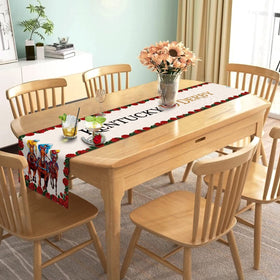 Nepnuser table runner on a dining table adds rustic linen texture