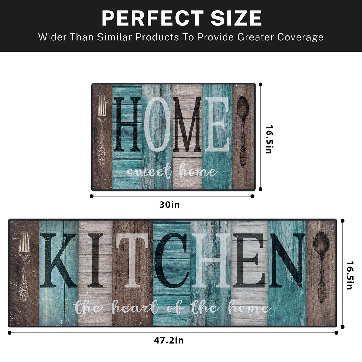 Nesphy brown wooden vintage farmhouse floor mat for entryways and kitchens