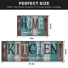 Nesphy brown wooden vintage farmhouse floor mat for entryways and kitchens