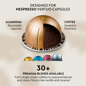 Nespresso Vertuo capsule-ejection system visible for easy post-brew cleanup.