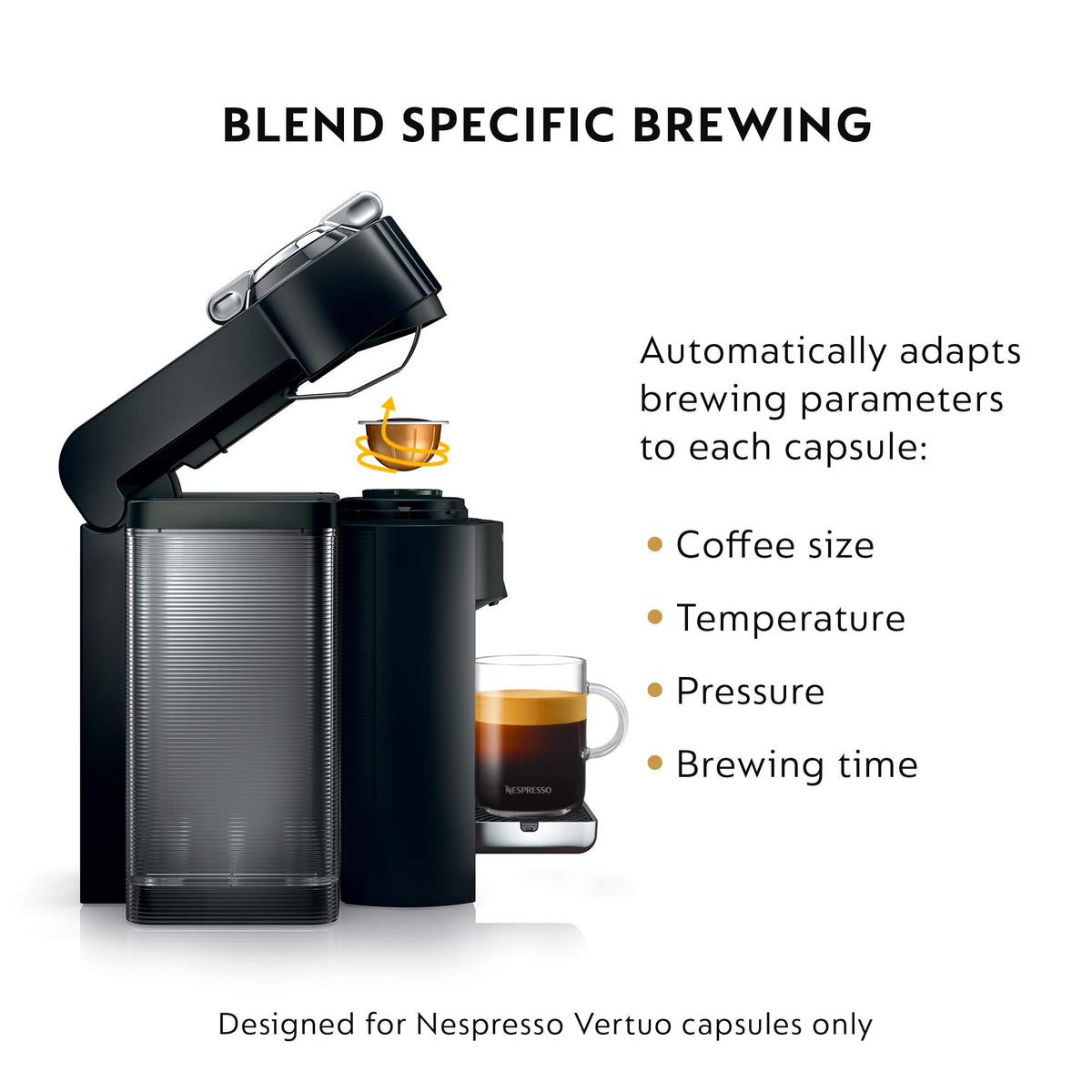 Nespresso Vertuo capsule ejection simplifies cleanup after brewing.