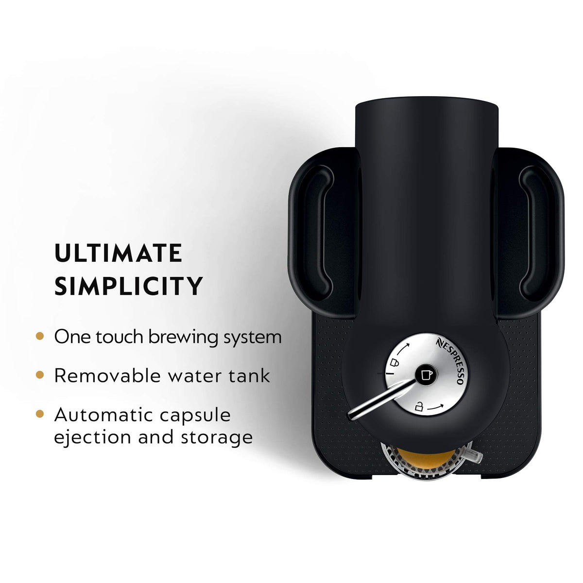 Nespresso Vertuo matte black side view showing compact kitchen-friendly design.