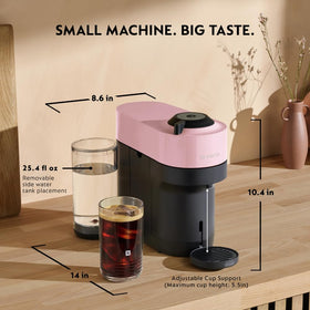 Nespresso Vertuo Pop+ candy pink one-button operation for fast coffee