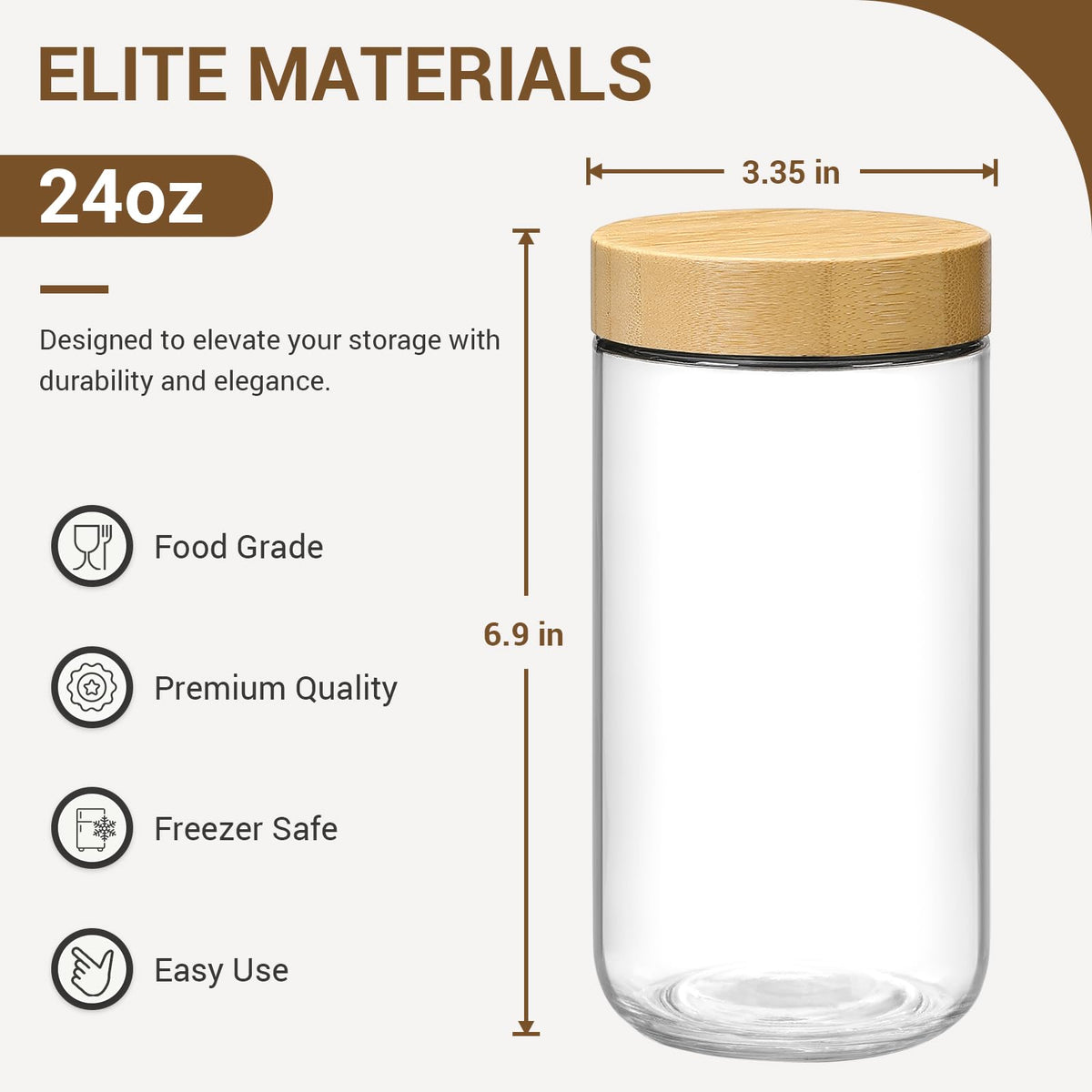 NETANY bamboo-lid jars showcase sustainable wide-mouth design for easy filling.