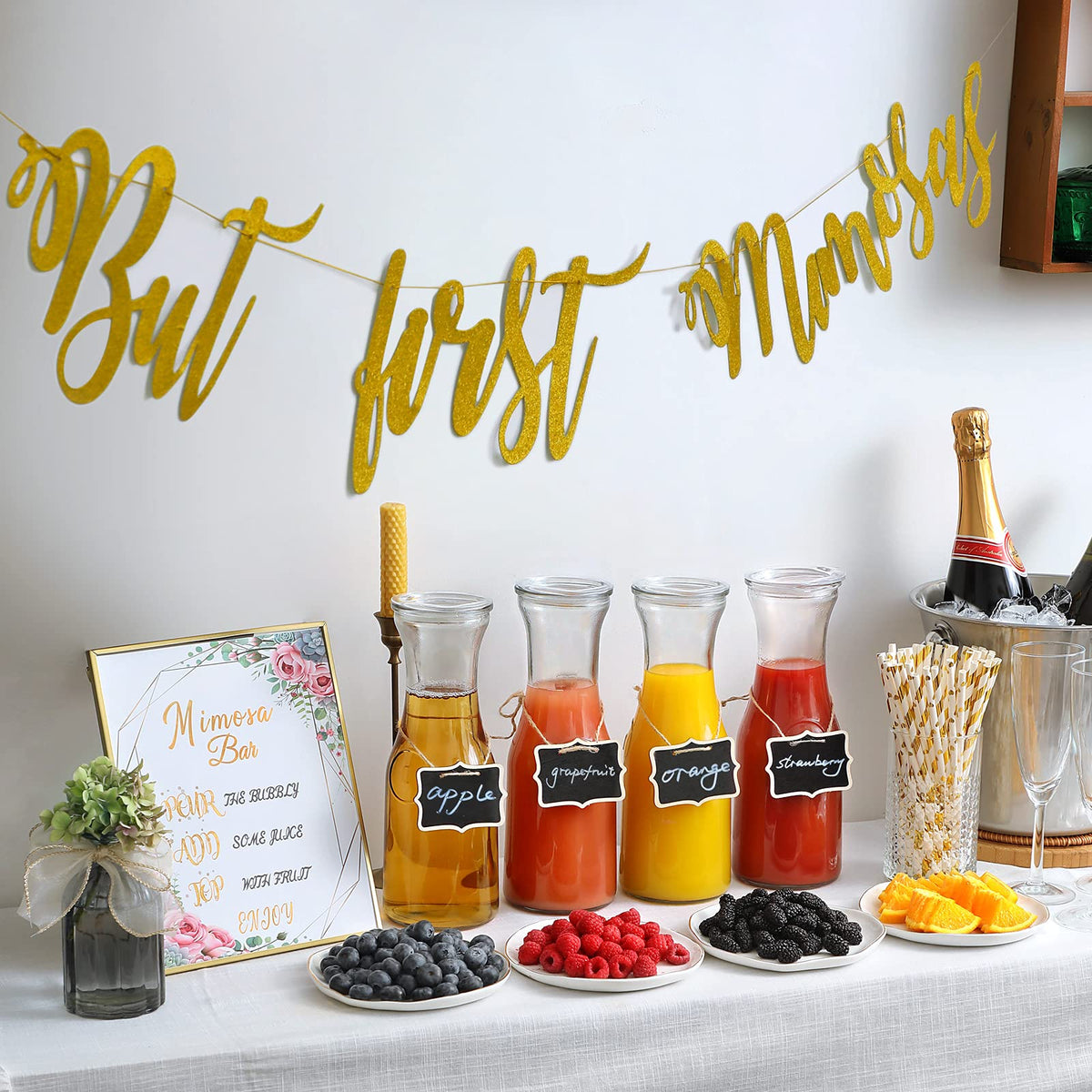 NETANY carafes arranged for a mimosa bar setup