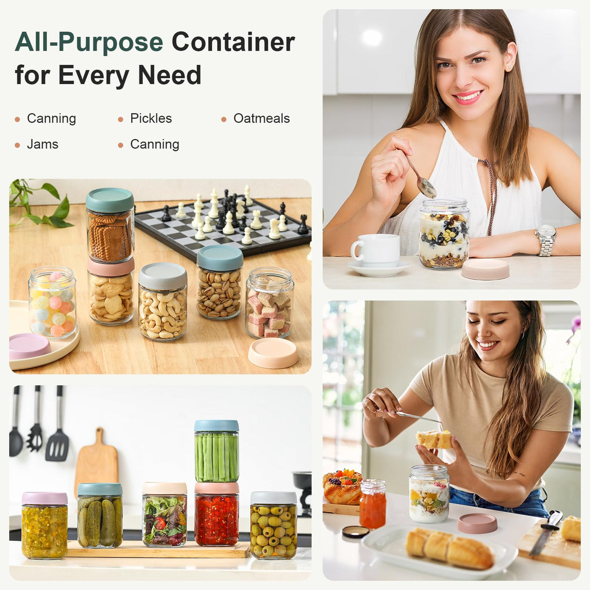 NETANY 12-pack jars showcased for meal prep and on the go.