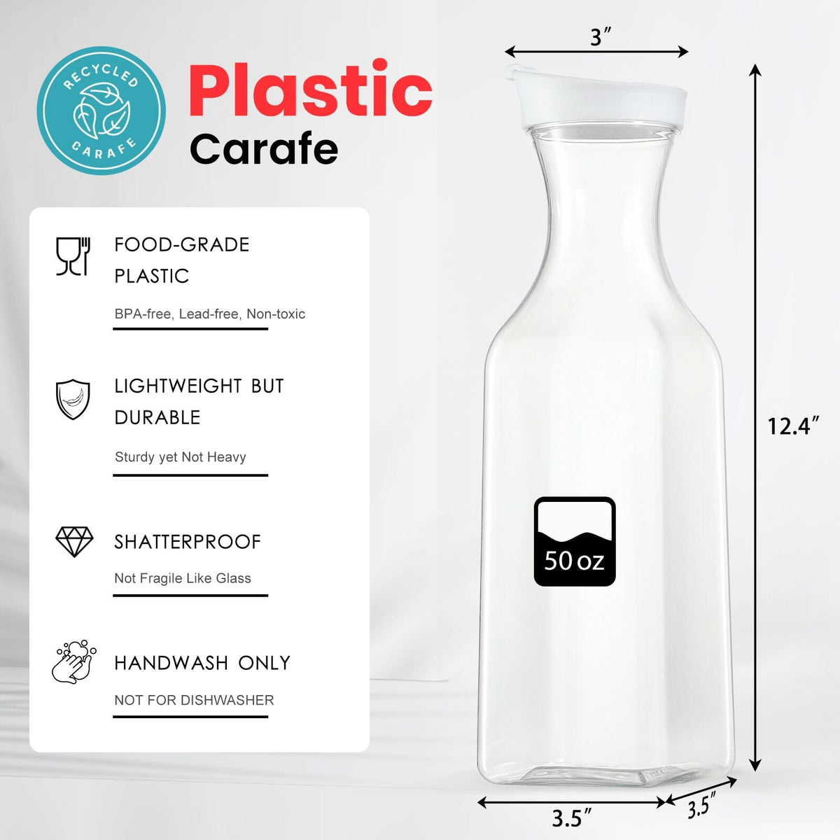 NETANY six-pack square-base carafes for stable beverage display.