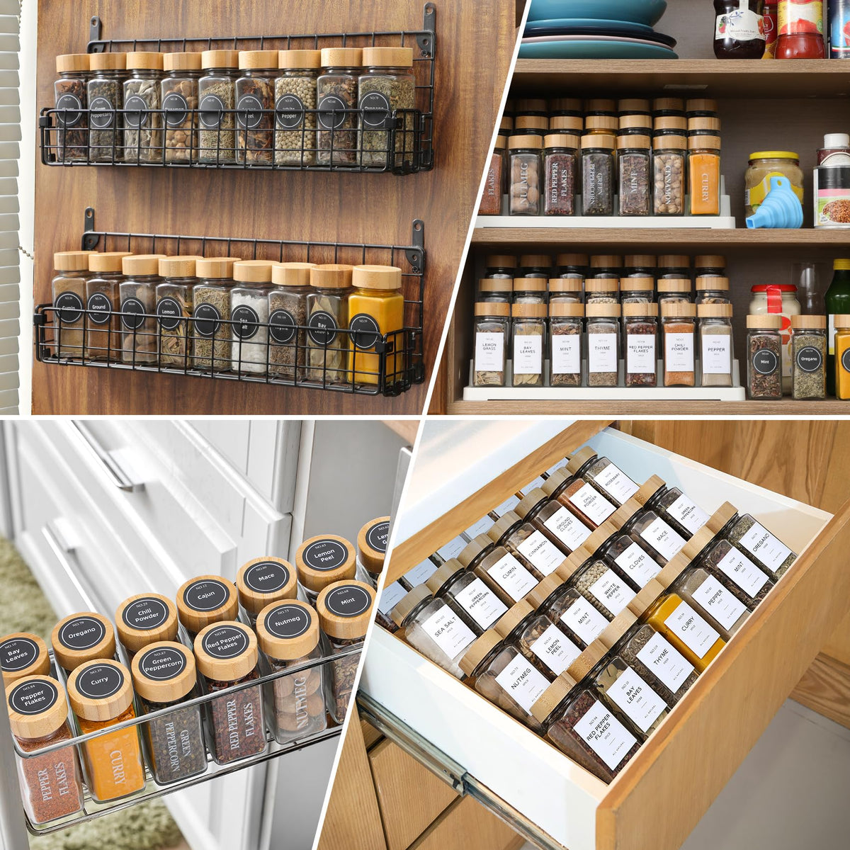 NETANY spice rack organization keeps jars neat and accessible.