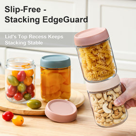 NETANY stackable glass containers maximize storage space in tight cupboards.