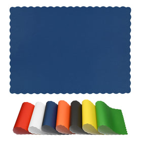 Netko disposable placemats with blue scalloped edge, elevating dining and quick cleanup.