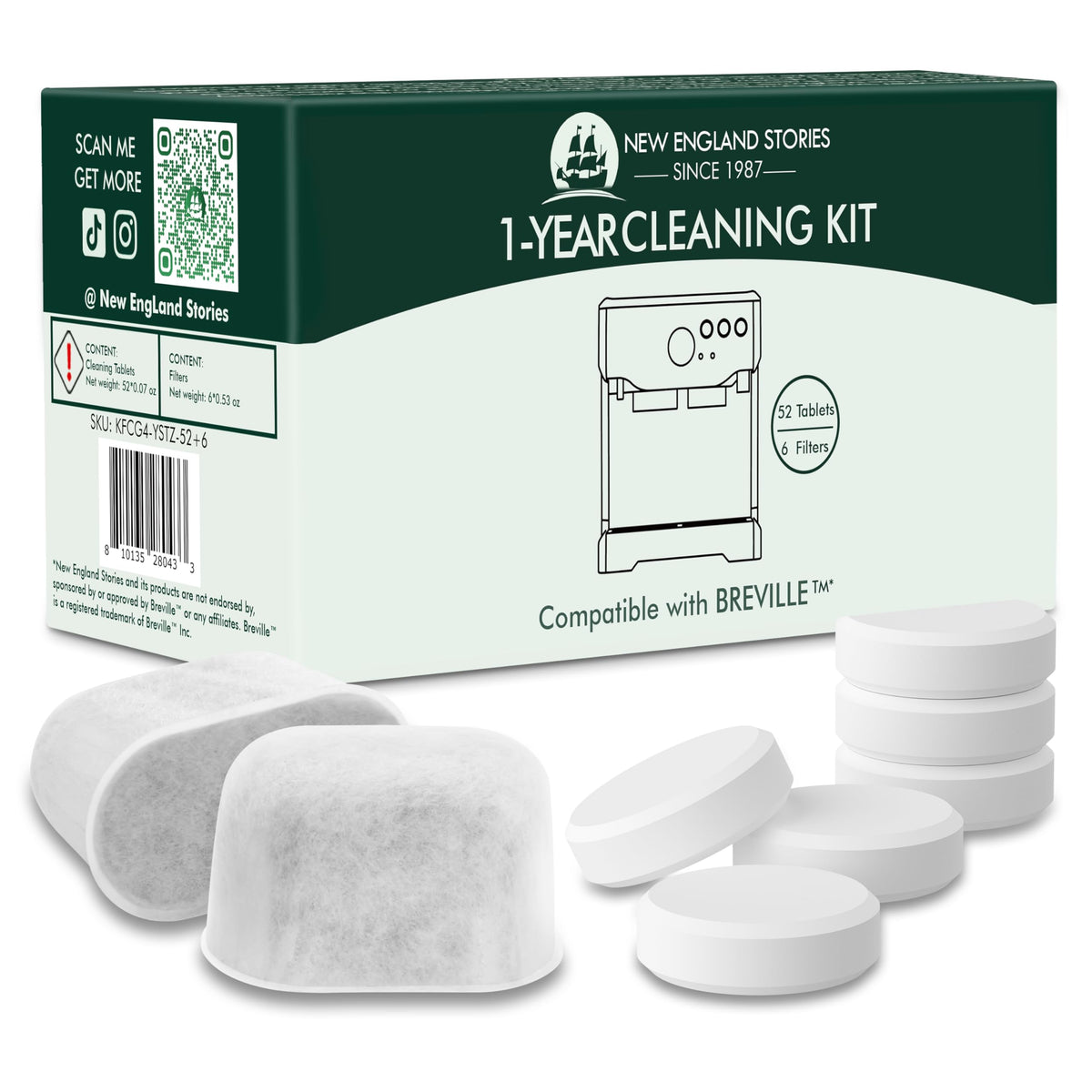 New England Stories Breville charcoal filters in six-pack for fresher water and cleaner brews