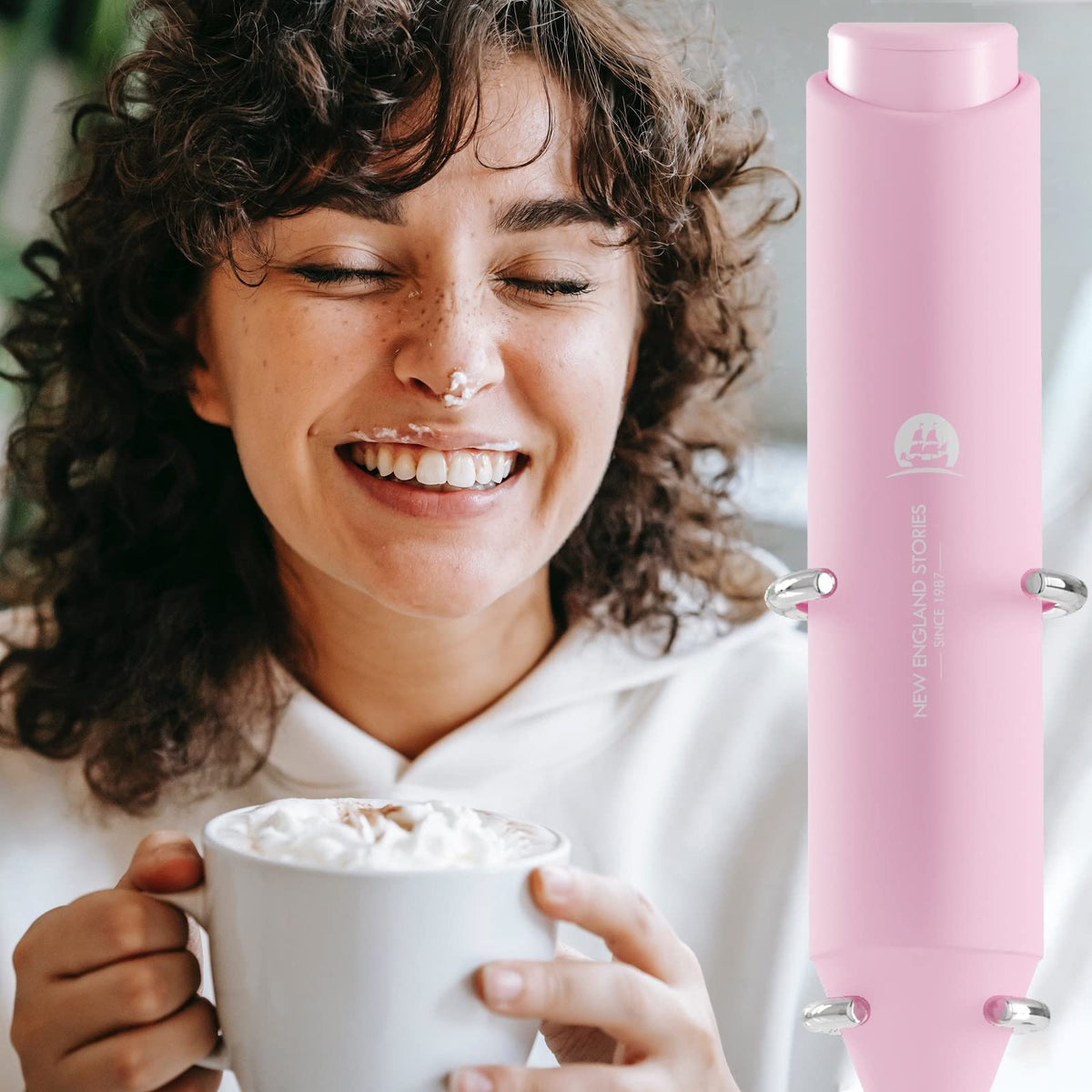 New England Stories portable frother easy to rinse under water after use