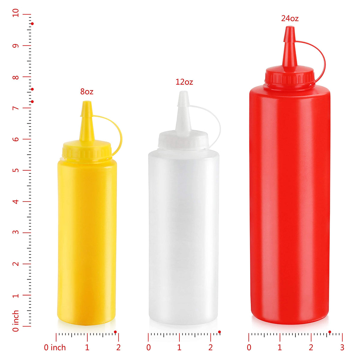 New Star 24 oz squeeze bottle open-tip cap ensures spill-free pouring during service.