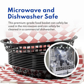 New Star Foodservice 44126 green basket microwave-safe for quick reheats.